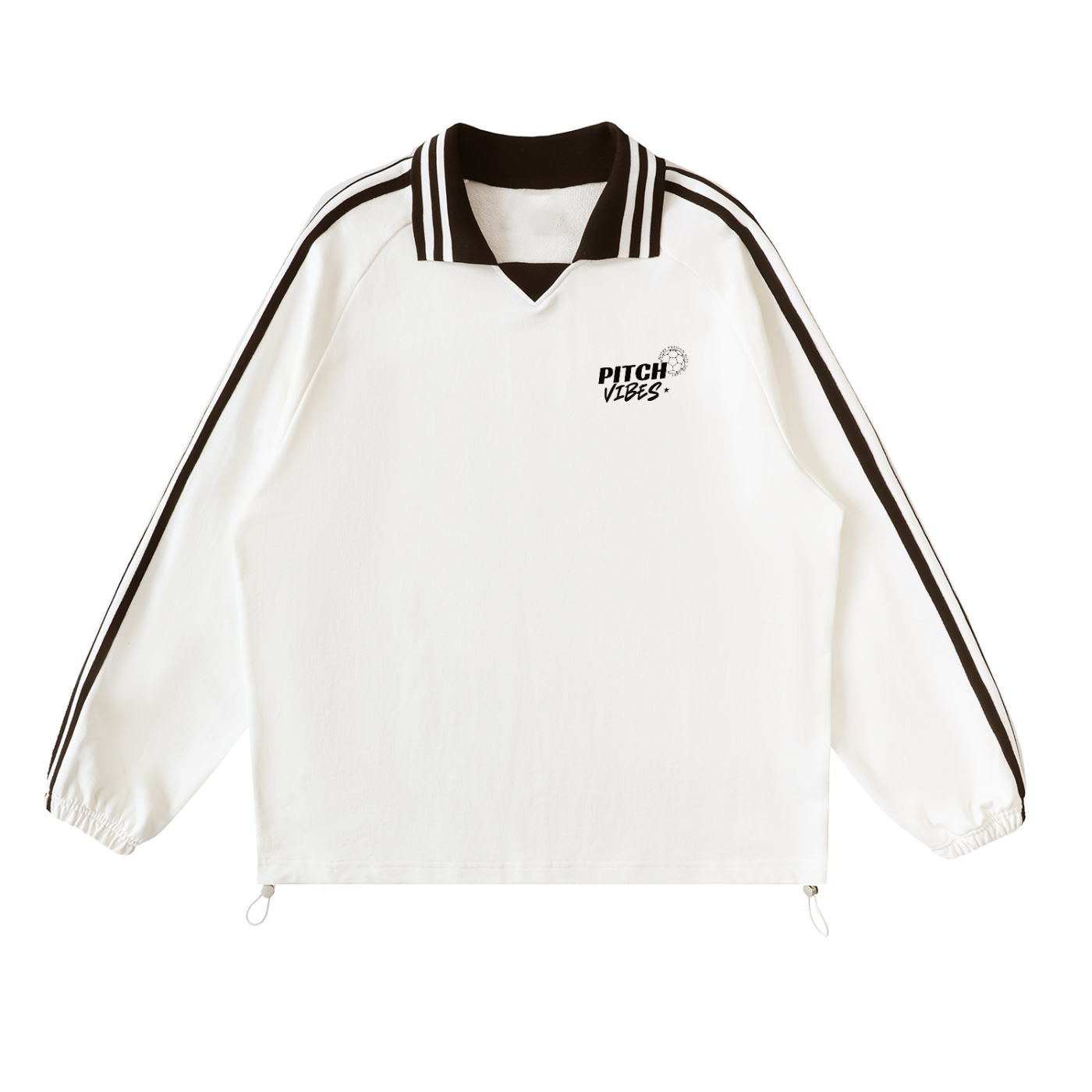 Contrast Striped Lapel Collar Sweatshirt